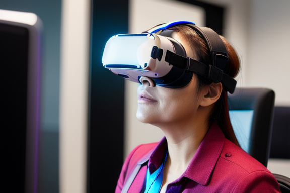 Customer experiencing a virtual reality headset