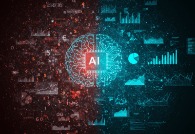 A visual metaphor showing raw, chaotic data being transformed into clear, organized insights by an artificial intelligence network, representing the power of AI in data analysis.