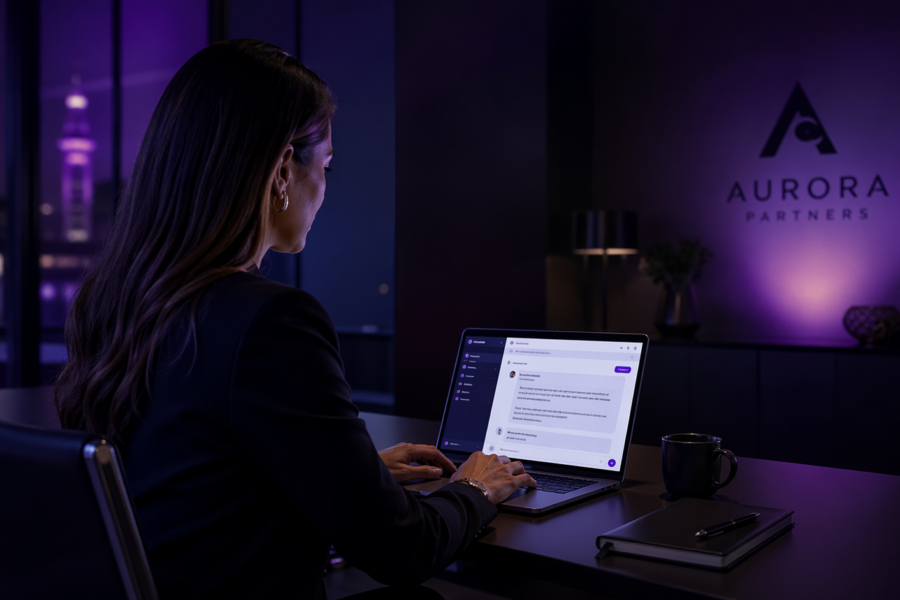ChatGPT para empresas — executivo usando assistente de IA para aumentar produtividade na gestão